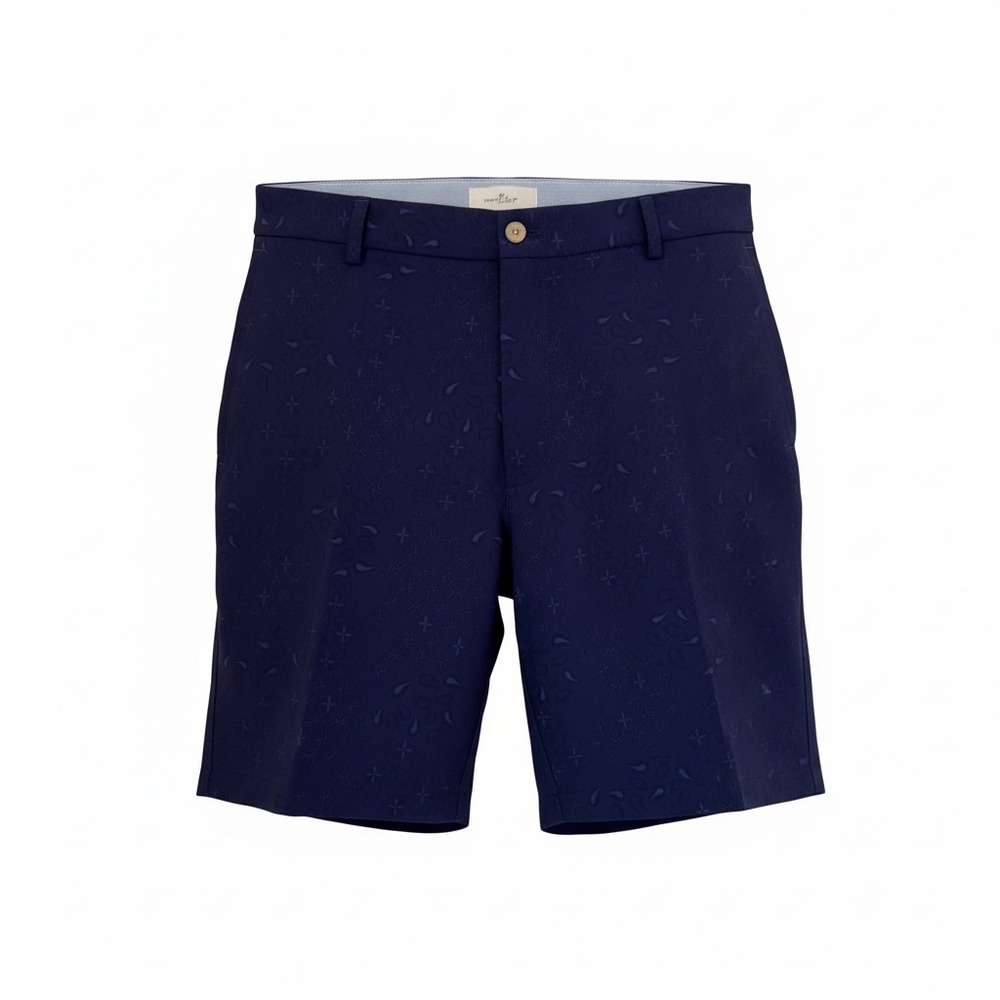 Peter Millar Mens 38 Navy Blue Paisley Jacquard Performance Golf Shorts MS24EB84
